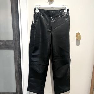 Aritzia Babaton Cropped Straight Leg Leather Pants Size 0